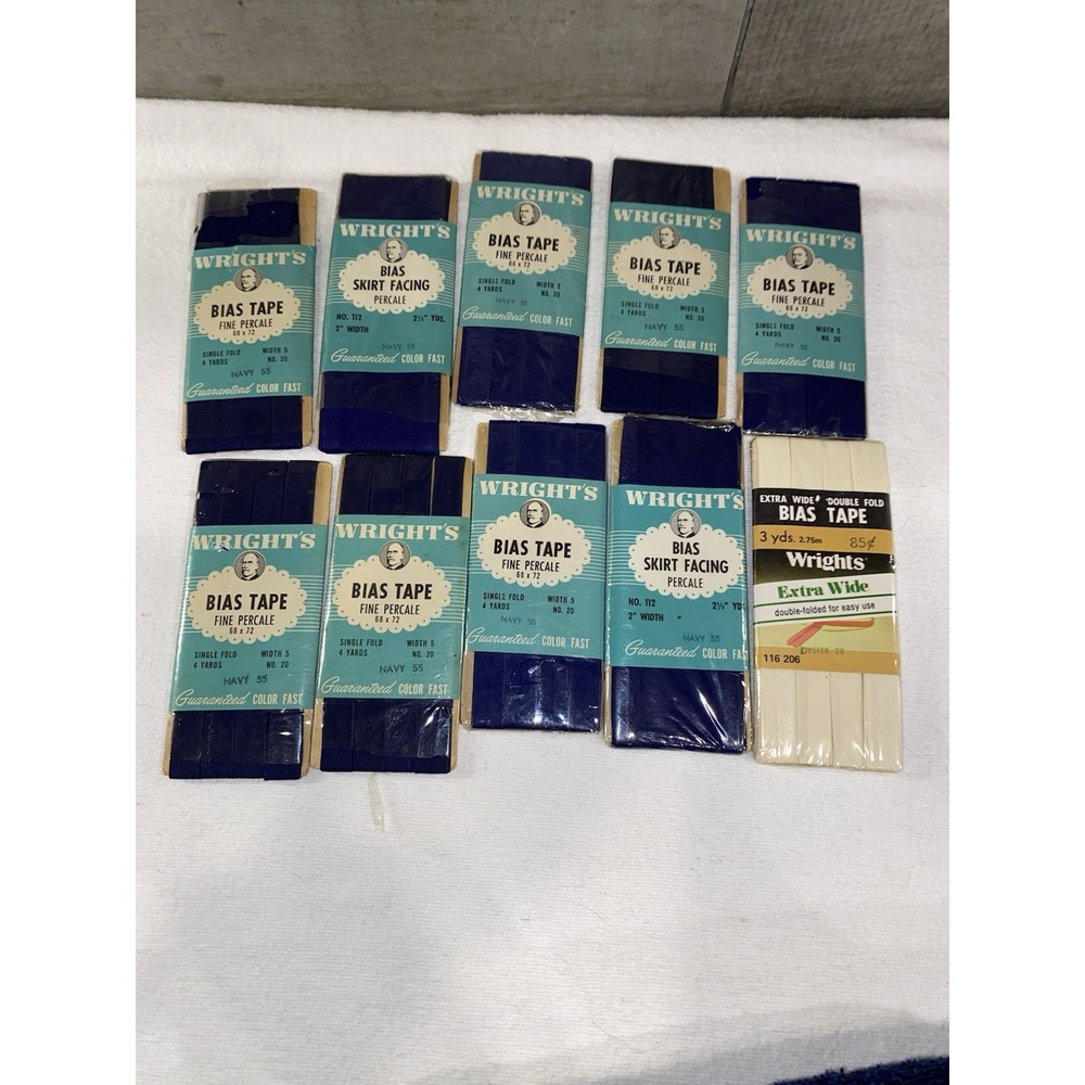 Vintage Wright's Bias Tape And Skirt Facing In Navy And Oyster